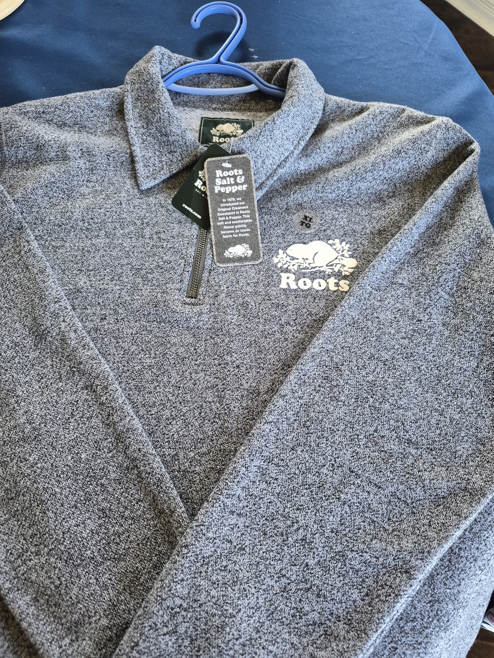 Roots  Unisex Salt & Pepper Quarter-Zip Pullover - Gray